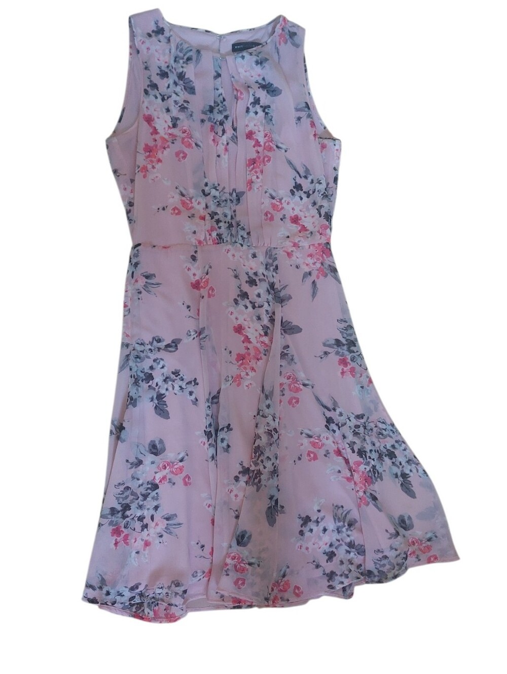 White House Black Market pink floral sleeveless layered dress size 0P